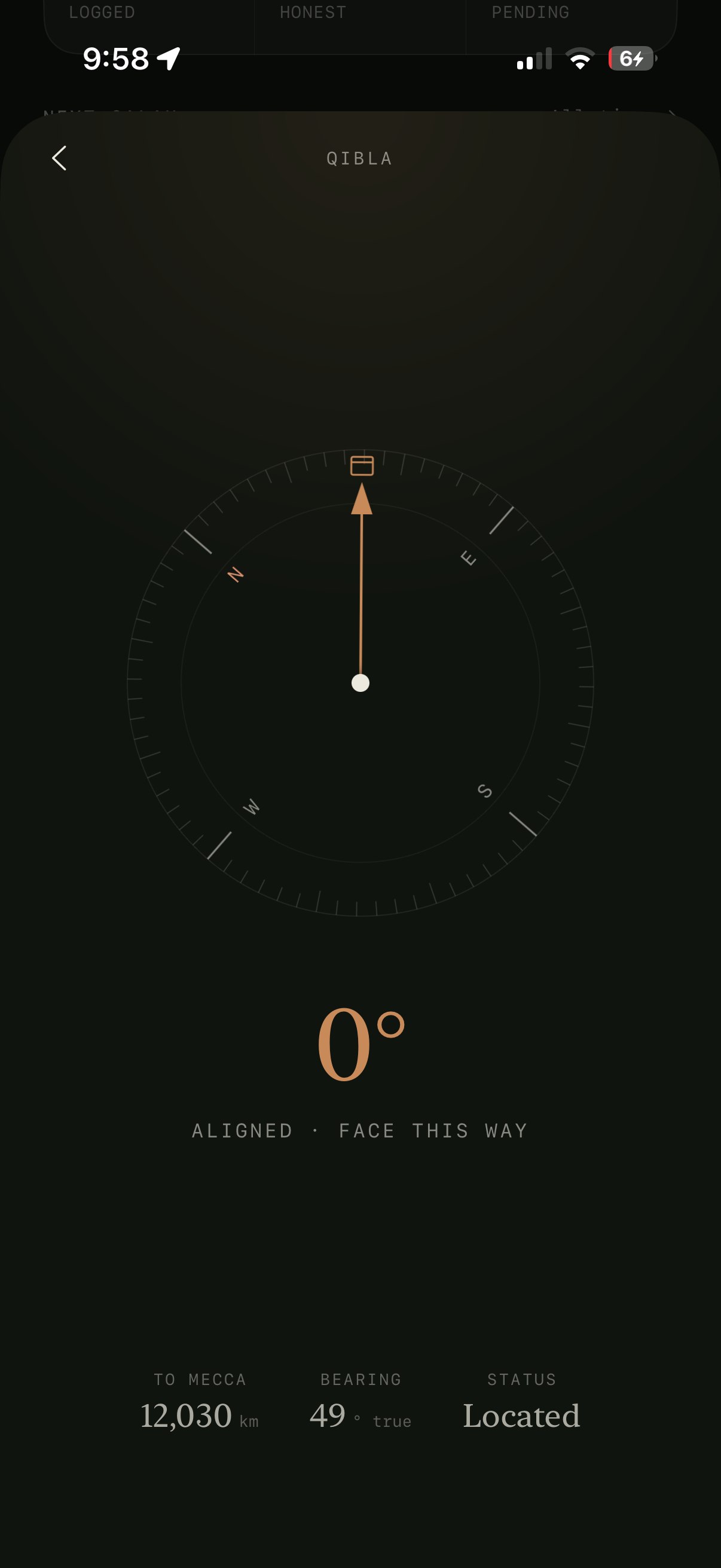 Qibla compass