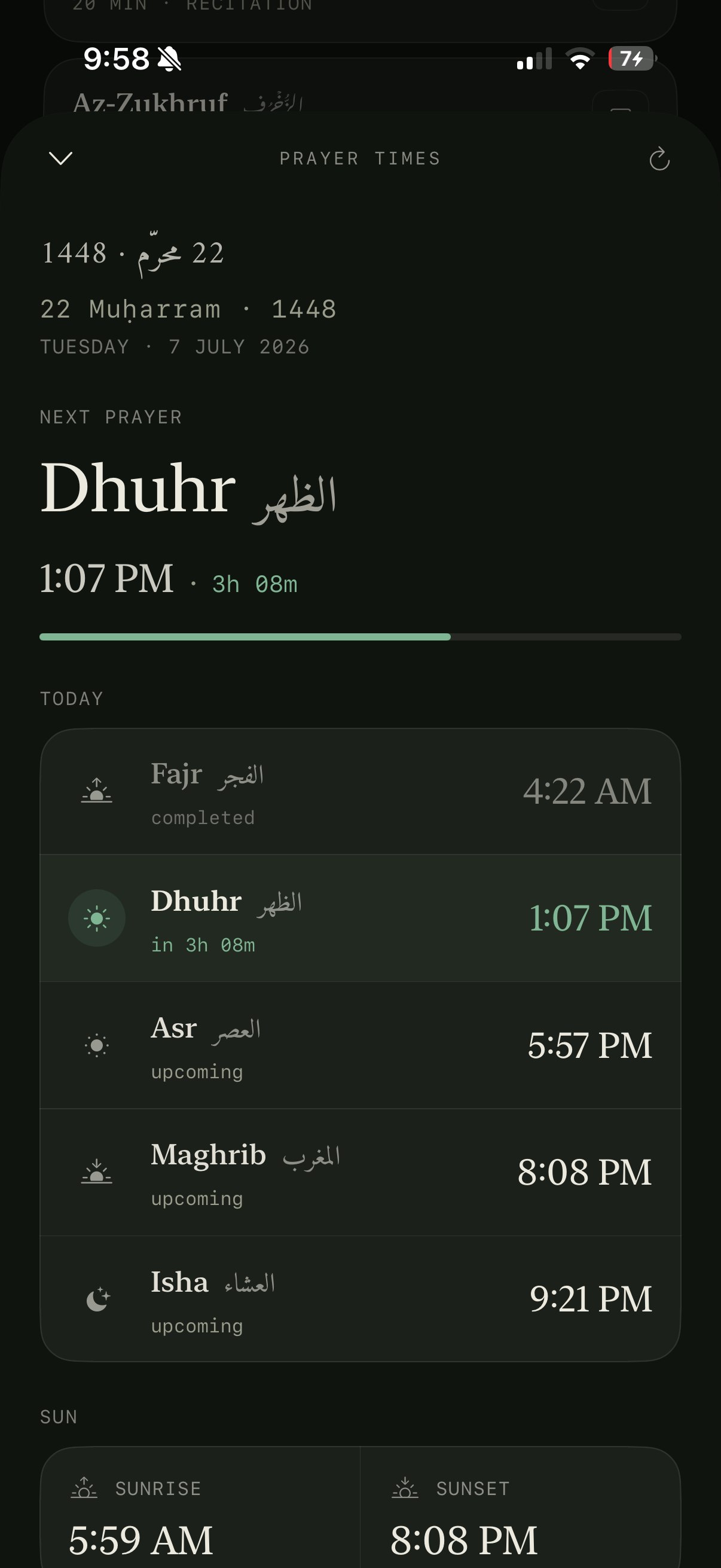 Salah prayer times